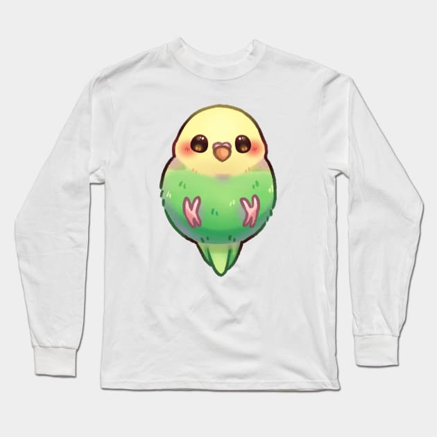 Green Parakeet Long Sleeve T-Shirt by Riacchie Illustrations